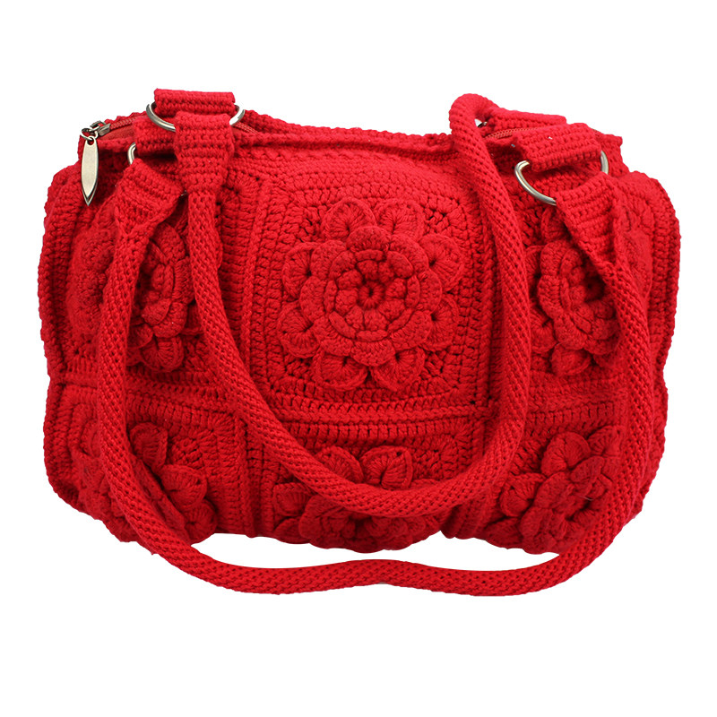 Handmade woven bag women's bag hook bag fashion bag wool knitted bag women's Hand bag bag