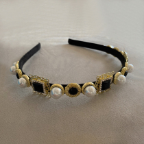 Method Romantic Heben Wind Retro Brief Glitter Pearl Hair Stirrup Netting Red Personality Water Drill Upscale Head Stirrup Hair