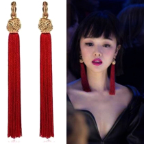 Goddess of spring and summer goddess of the stream Su earrings retro style nightclub Sexy super long style black red earrings for womens earrings