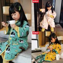 Childrens nightgown winter baby pajamas Baby autumn and winter thickened pure cotton childrens nightgown padded little boy boy