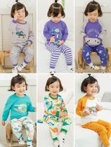 Huxi Bei baby underwear set small children autumn clothes and trousers warm pajamas childrens cotton base home clothing