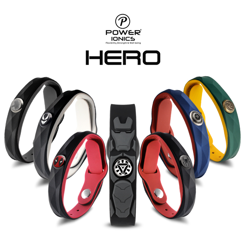 Power Ionics Avengers Hero Deadpool Spider-Man Sports Waterproof Mineral Bracelet Couple Engraved Bracelet