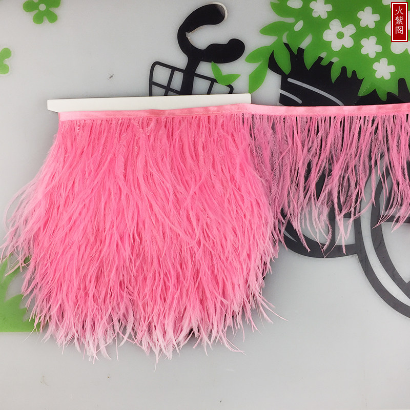 High quality ostrich hair skirt fabric edge canvas belt feather handmade diy clothing bag accessories high-end decoration accessories