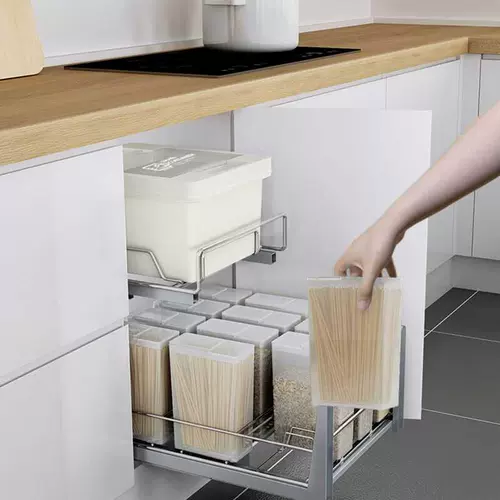 Домашние рисовые коробки из нержавеющей стали двойной слой буферной буферной кухонный ящик кухонный шкаф для риса рис рисовой шкаф рис ствол