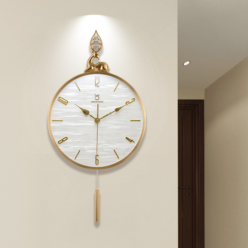 New Chinese hanging clock Living room Home watches and clocks Chinese Wind creativity Grand minimalist clock light extravagant fashion muted quartz clock
