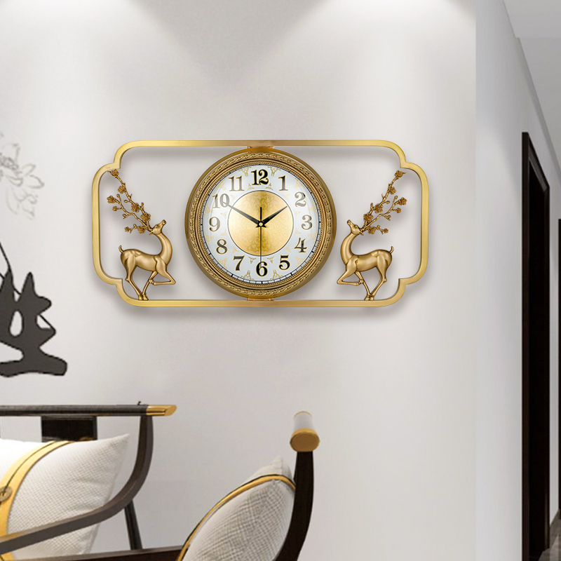 New Chinese copper luxury living room wall clock classic Chinese style fashion creativity silent copper luxury clock