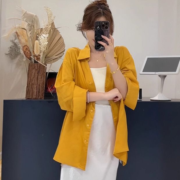 Korean Style Backless Long-Sleeve Shirt for Women 2026 Spring/Summer New Design with a Lazy Style and Hollow Back Design Trendy Shirt