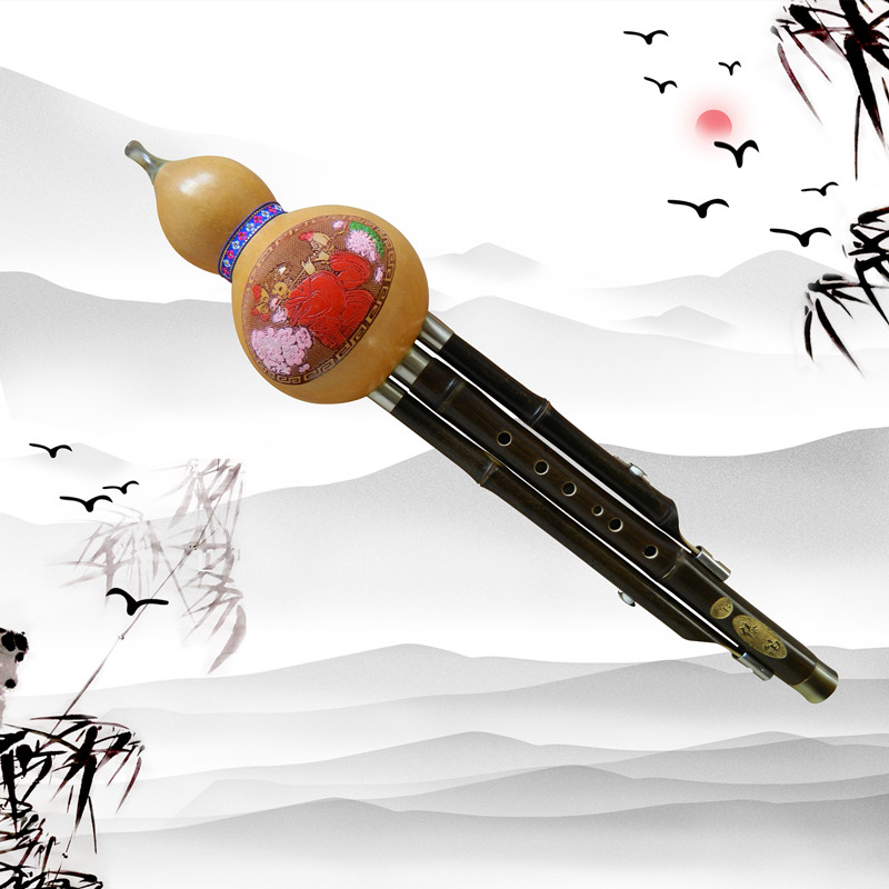 Hulusi musical instrument for beginners C-b-tune A-tune FG-tune adult children professionally play natural purple bamboo reed Yunnan
