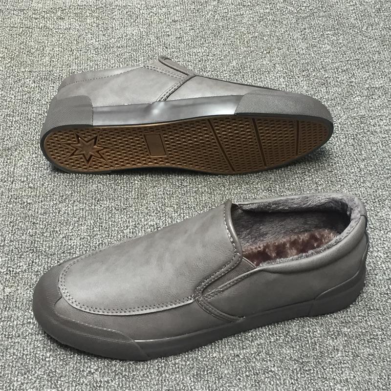Giày nam mùa đông 2018 mới cộng với chất liệu cotton dày, ấm, hai đôi giày cotton thấp giúp giày lười giay the thao nam