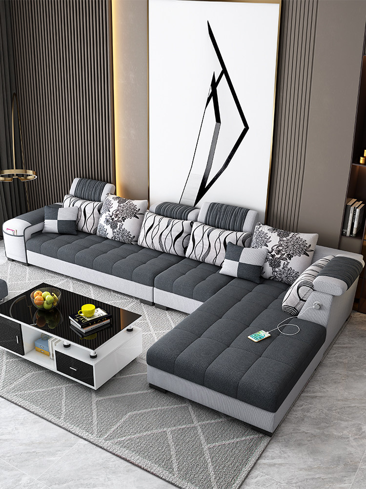Modern minimalist Nordic style fabric sofa living room large and small apartment light luxury latex linen wash-free technology cloth sofa