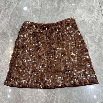 High-End Simple Heavy-Duty Sequin Elastic Waist Shiny Short Skirt Anti-Exposure Versatile Velvet Skirt 2025 Autumn and Winter