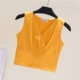 Áo vest ngắn nữ hyuna phong cách cotton tinh khiết cạp cao trên cùng gợi cảm cổ chữ V thon gọn không tay áo sơ mi có dây đeo ngang rốn - Áo ba lỗ