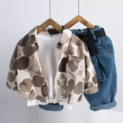 Small warm men's travel clothes children's autumn boys shirt long sleeve spring and autumn coat baby shirt personality coat tide