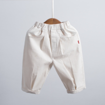 Casual Port wind childrens Western style pants boys 2021 new spring Korean version handsome overalls baby cotton and hemp tide