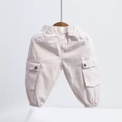 Boy Harlan overalls 2020 Spring and Autumn Children's lights bunched feet small children casual pants foreign style pants tide