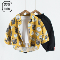 Boys  shirt long sleeve 2021 new foreign style pure cotton baby Korean version of childrens spring top spring childrens shirt