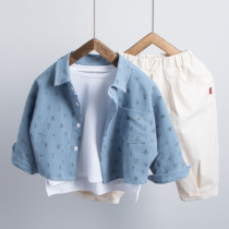 Childrens shirt boys long-sleeved 2020 new spring and autumn soft pure cotton baby childrens clothing personality shirt jacket tide