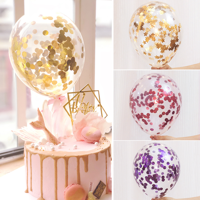 Birthday party arrangement transparent sequin balloon net red black gold confetti balloon marriage proposal confession balloon accessories decoration