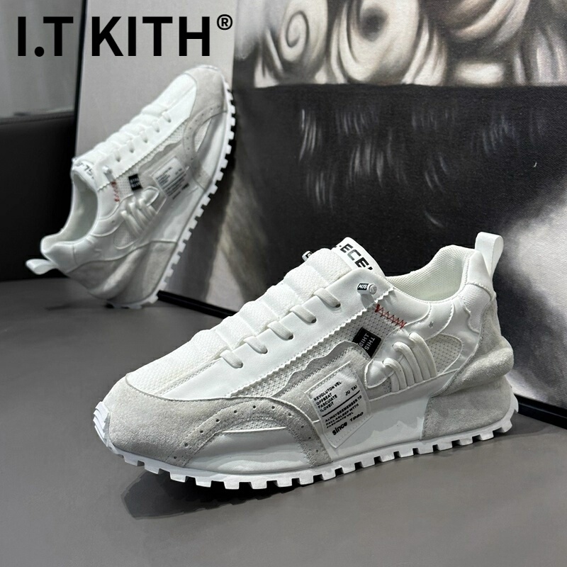 I.T Kith Men's Shoes Spring 2026 New Thick-Soled Height-Increasing Mesh Dad Shoes Sports Casual New White Shoes