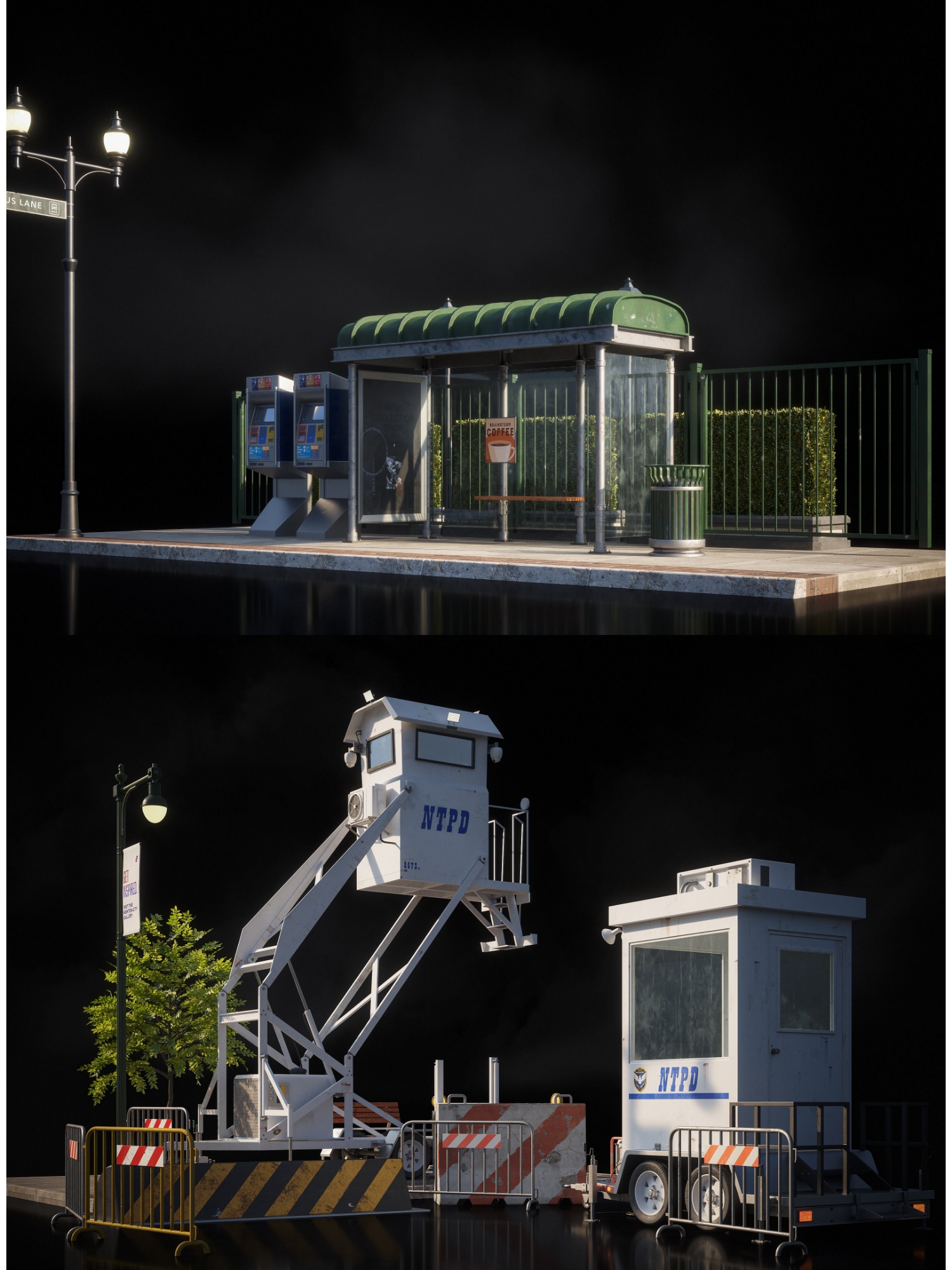 图片[9]-blender OBJ C4D FBX MAX城市街道便利店建筑车站3D模型素材 A222-cg男孩