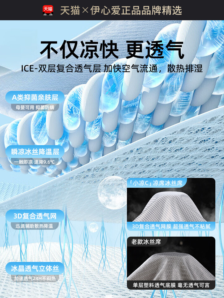 Summer Ice Silk Cooling Mat Three-Piece Set 2025 New Model Mugwort Rattan Mat Machine Washable Student Dormitory Air Conditioning Mat Bamboo Mat