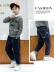 Quần cotton trẻ em bé trai cộng với quần denim nhung dày vào mùa thu đông trẻ em trung và lớn một đôi bông ba lớp ấm áp mùa đông Quần jean