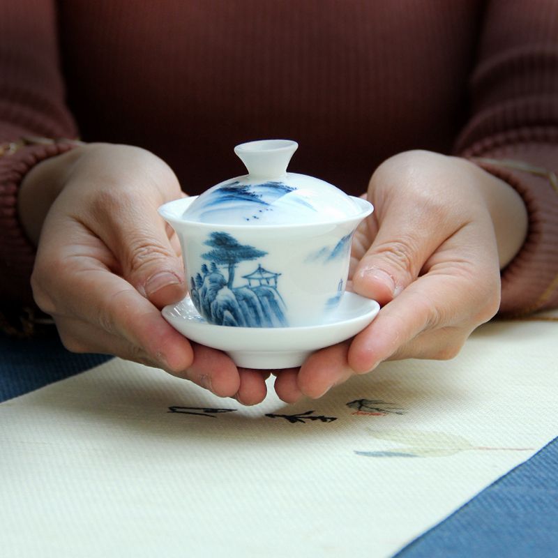 Hand-painted ceramic mini tea bowl Kaolin white ceramic household with a single tri-talent bowl cup of cup of cup of tea ceramic tea