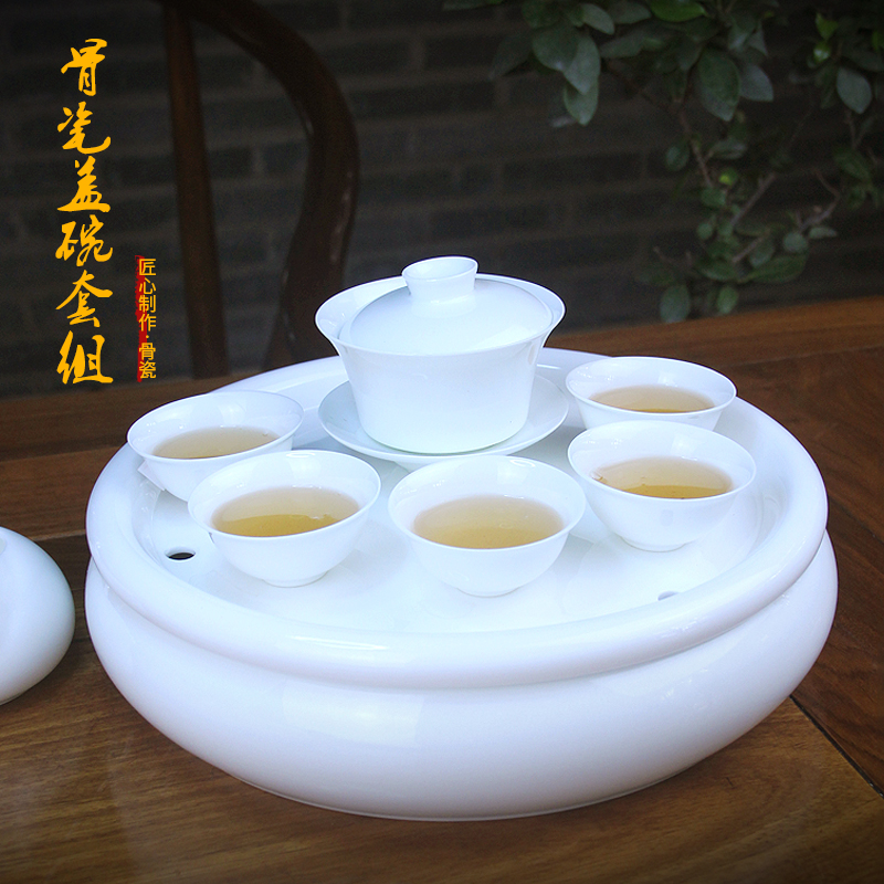 Jingdezhen Bone Porcelain Bowl Kungfu Tea Bowl Bowl Set Ceramic Office Gift Box Gift Gift