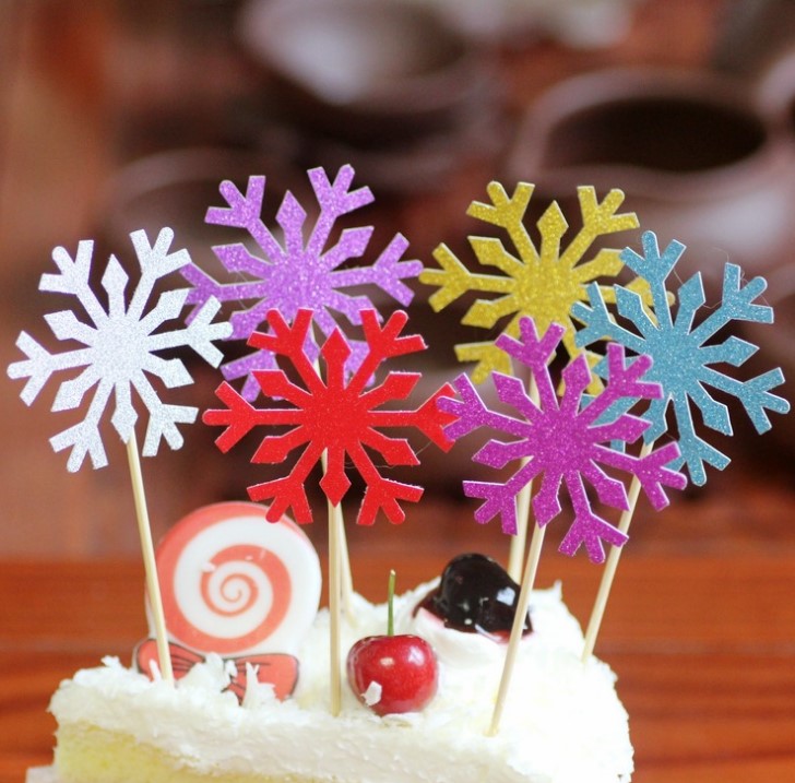 Birthday Cake Inserts Snowflake Cake Inserts Flag Cake Insert plug-in baking cake decoration 10 packets