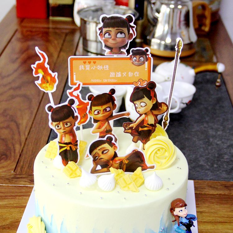 Which Nacha Cake Inserts the Decorative Insert Card Which of the Nacha Devil Child Downfall Birthday Cake Creative Dessert Table Suit