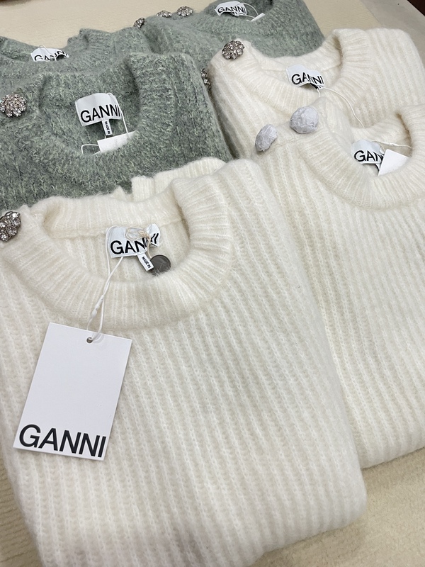 Free Shipping, In-Stock in China, Ganni Wool Alpaca Rhinestone-Decorated Spring and Autumn Knitted Vest Casual