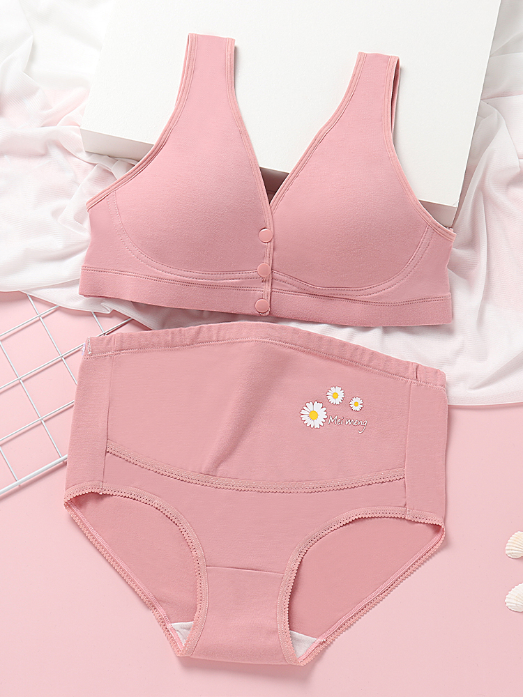Maternity underwear Panty set pure cotton without rims Photo art photo Mid-pregnancy late postpartum nursing bra