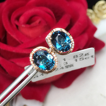 Top Jewel Natural Gem Switzerland Blue Toppstone Ear Nail Woman 18K Gold Diamond Earrings Earrings Woman Elegant