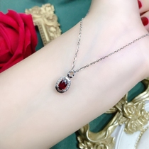 October New products 0 6ct imports of ruby necklace 18k gold diamond inlaid diamond gem pendant woman