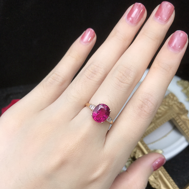 BeSeal Natural Red Bejeweler Ring 18k Gold Gem Ring Female Studded Diamond Jewelry Rose Gold New Product