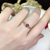 (New special) natural red tourmaline ring 18K rose gold inlaid Diamond rupees Red tourmaline ring