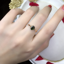 Dark green tourmaline ring 18K gold inlaid South African Diamond natural emerald green oval tourmaline ring