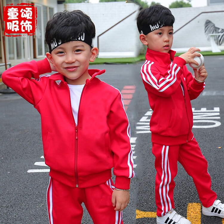 Kindergarten Garden Clothing Spring Autumn Three Suits Red Elementary School Uniforms Suit Pure Cotton Sports Children Banfu Custom
