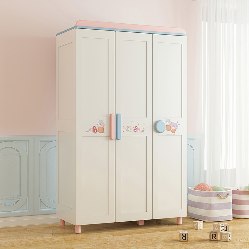 Seven Leafs Wood Whole Solid Wood Children Wardrobe Two Doors Wardrobe Three Doors Wardrobe Simple Bedroom Closet Girl Princess Wardrobe