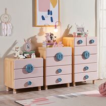 Seven Leaf Wood Childrens buckets solid wood cabinet storage cabinet New Zealand pine storage cabinet drawer cabinet 3 4 5 buckets