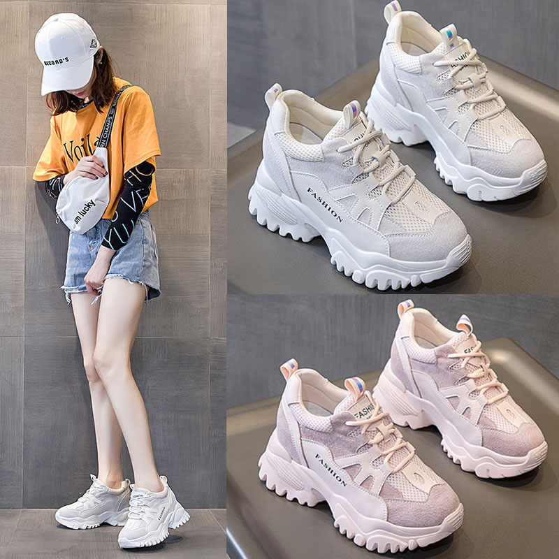 Star of the same leather daddy shoes and daughter foot small 2020 with thick sole breathable leisure sports increase women's shoes