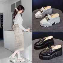 Stars with the same thick bottom sandals women Summer outwear 2021 Fashion inside Heightening Sloth Baotou Half drag without heel