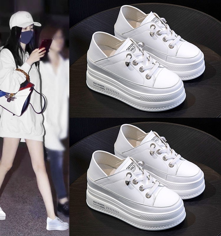 Yang Mi Style Height-Increasing Versatile White Sneakers for Women 2026 New Casual Shoes Breathable Thick-Soled Platform Shoes
