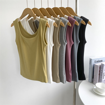 Threaded cotton square neck backless sleeveless vest for women summer American high waist slim fit sports yoga vest solid color top