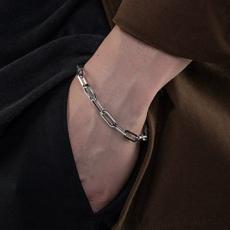 Titanium Steel Non-Fading Square Chain Bracelet for Men ins Cuban European and American Hip-Hop Style Versatile Simple Jewelry Titanium Steel Non-Fading Square Chain Bracelet for Men ins Cuban European and American Hip-Hop Style Versatile Simple Jewelry