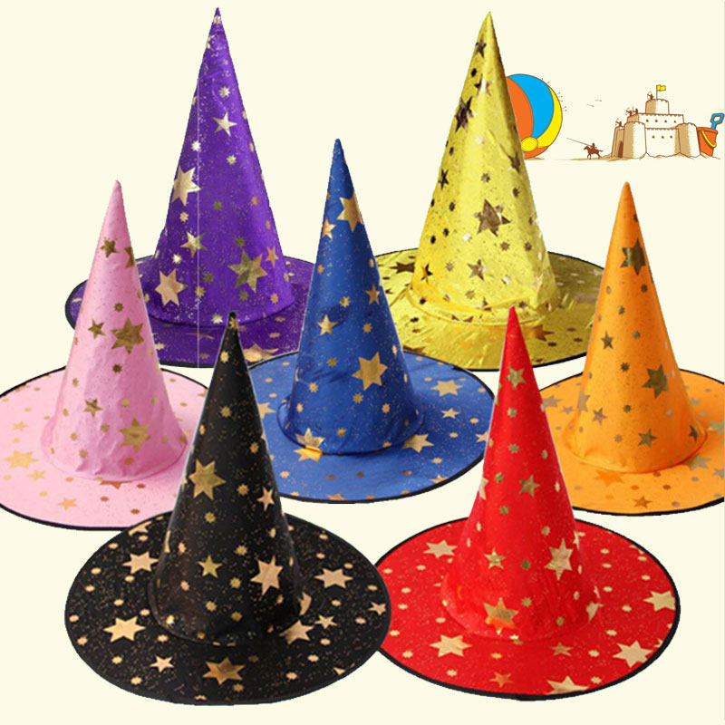 Witch Hat Halloween Masquerade Party Five Star Hat Children Show Headdress Witch Sorcerer Point Hat