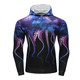 Octopus print hooded pullover sweatshirt square geometric pattern men's sweatshirt running fitness clothes sportswear