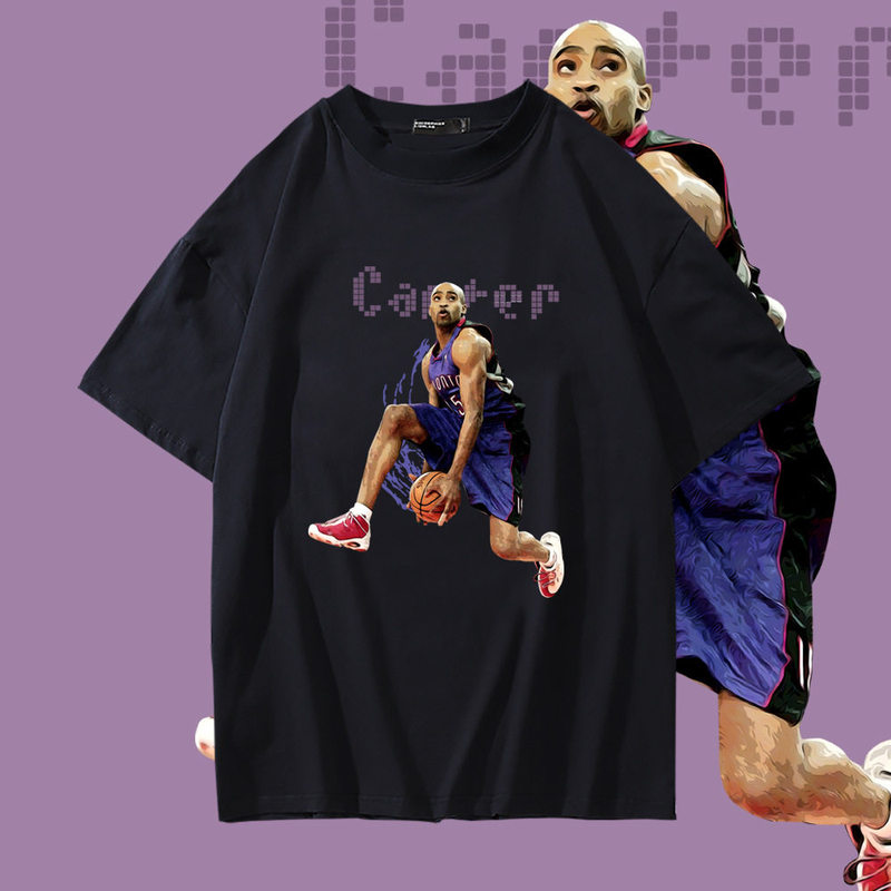 Vince Carter Under-The-Leg Dunk T-Shirt Pure Cotton Short-Sleeve Basketball Shirt Versatile Loose Trendy Brand Student Top Summer Wear Vince Carter Under-The-Leg Dunk T-Shirt Pure Cotton Short-Sleeve Basketball Shirt Versatile Loose Trendy Brand Student Top Summer Wear