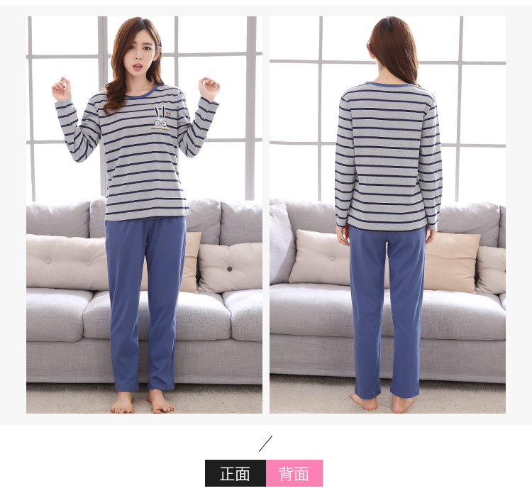 Quần cotton dài tay giản dị đồ ngủ nữ mùa thu hoạt hình cotton mùa xuân và mùa thu nữ phục vụ nhà sinh viên phù hợp với phiên bản Hàn Quốc đồ bộ short mặc nhà