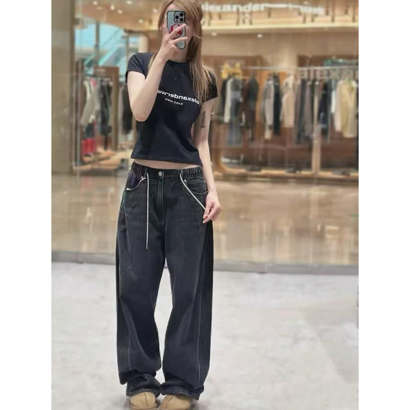 Wearing the King's Clothes Again... Original, Aw Artificial Crystal Drawstring Elastic Waist Scimitar Jogging Jeans